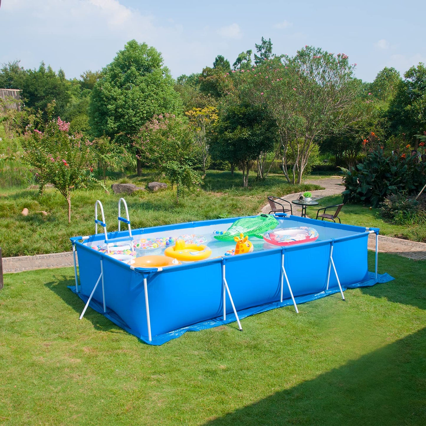 codree 11 x 7.8 Ft Swimming Pool Ground Cloths- Rectangular Waterproof PE Swimming Pool Liner Pad for Protect Above Ground Pool Prevents Punctures Pool Tarp