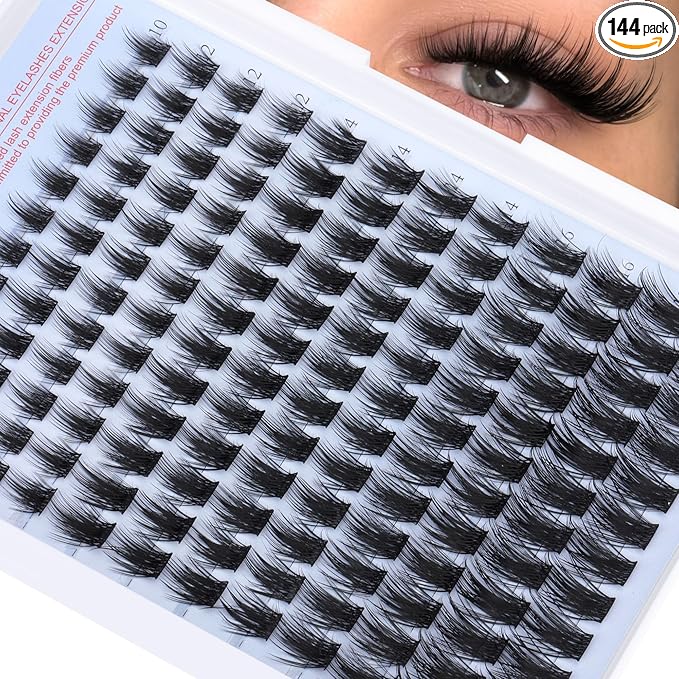 Pawotence Fairy Lash Clusters Manga Eyelash Clusters 10-18mm Wispy Lashes Cluster Eyelash Extensions 144pcs Anime Individual Cluster Lashes Wispy