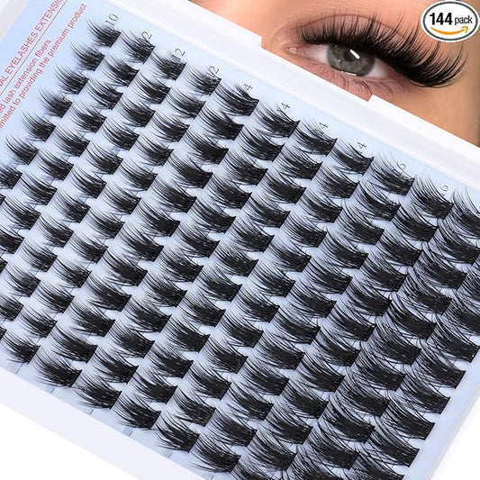 Pawotence Fairy Lash Clusters Manga Eyelash Clusters 10-18mm Wispy Lashes Cluster Eyelash Extensions 144pcs Anime Individual Cluster Lashes Wispy
