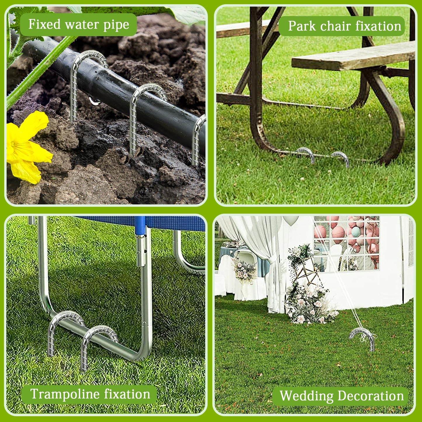 Ground Stakes 12 Inch, Yard Camping Stakes J Shaped 20 Pack Rebar Heavy Duty for Garden Dog Fence Inflatable Camping Chicken Coop Accessories