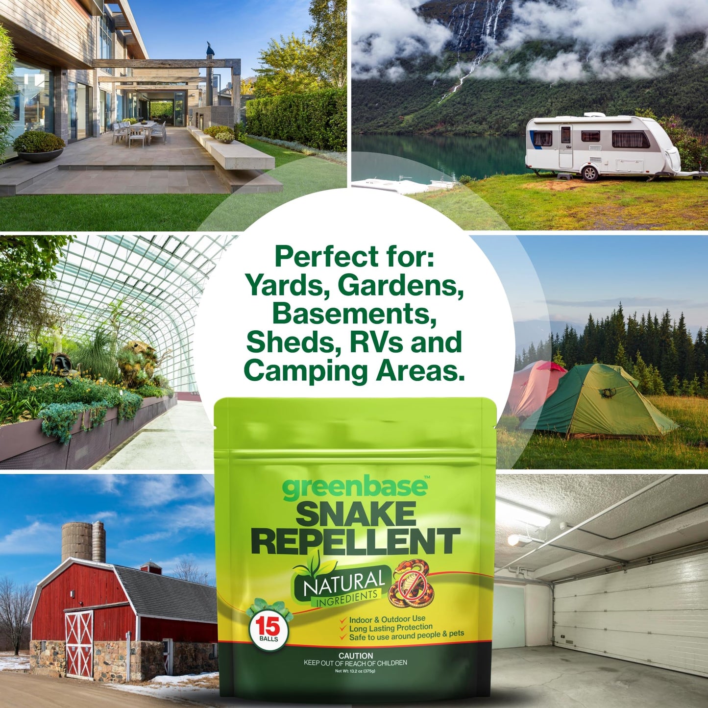 Natural Snake Repellent Balls 15 Pack – Travel, Indoor & Outdoor Snake Deterrent for Yard, Garden, Garage, Camping, RVs, Sheds & Basements | Long-Lasting Protection, Safe for Pets & Plants