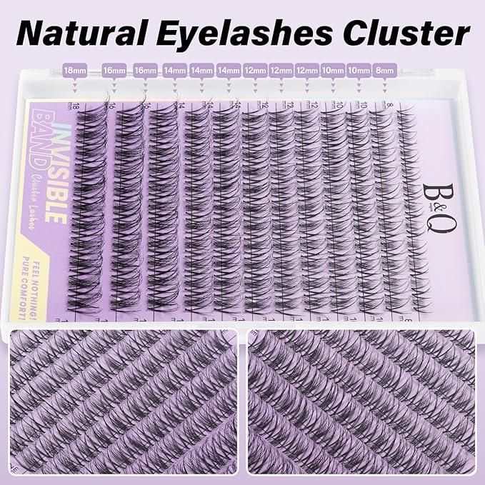 B&Q Spider Lash Clusters - DIY Eyelash Clusters at Home Natural Breeze Lash Extensions, 132pcs Individual Lashes with 0.3mm Invisible Band & Waterproof, Daily Gossip Girl Look Eyelashes(Spider 8-18mm)