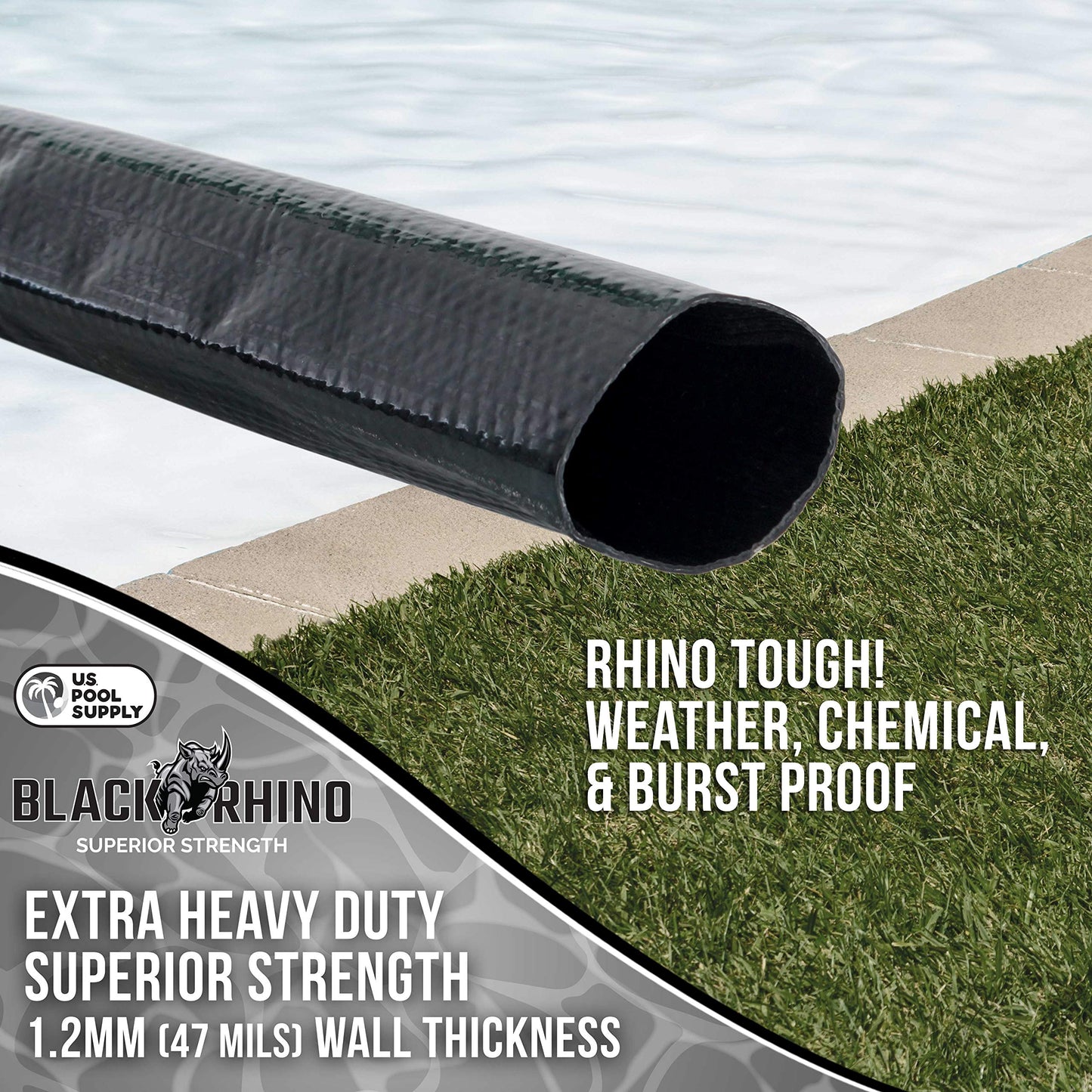 U.S. Pool Supply Pool Backwash Hose 1 1/2 Inch Diameter x 100 Feet - Discharge Hose for Pump, Sand Filter & Sump Pump Hoses - Burst Resistant Lay Flat Drainage Hoses for Inground & Above Ground Pools