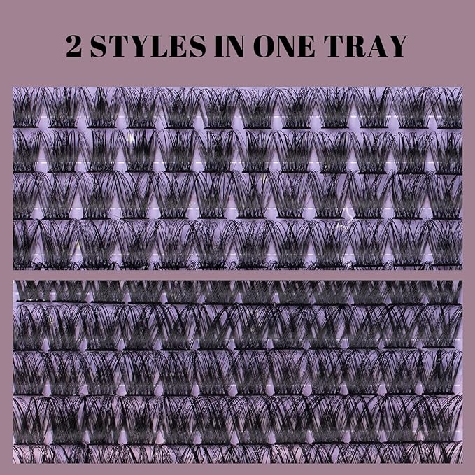 OCEAN PEARL Lash Clusters 204pcs 10-16mm Mix Length Individual Lashes Volume Eyelash Extensions Eyelash Clusters Thin Band Eyelashes Soft Natural Look Cluster Lashes DIY Lash Extensions-D01/17