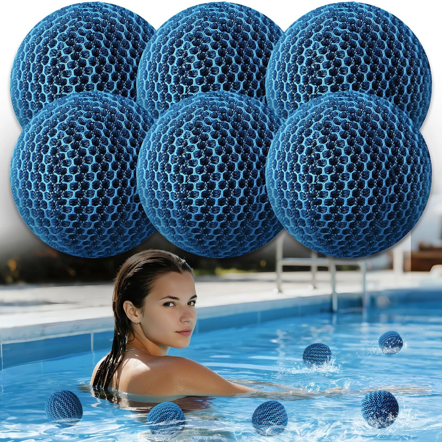 MTWEAR Hot Tub Scum Absorber, 6 Pack Spa & Pool Scum Eliminating Balls,hot tub scum Balls,Scum Sponge for Spa Hot Tub, Hot Tub Accessories, Oil Absorbing Sponge for Hot Tub Skimmer