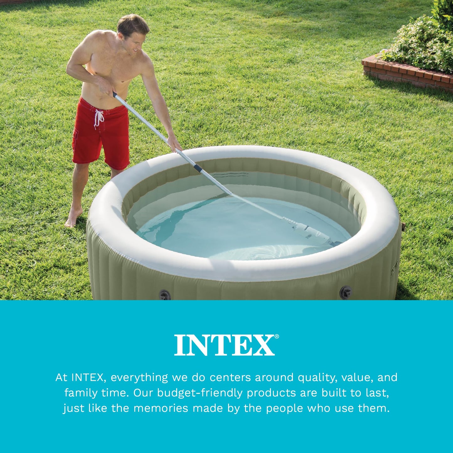 INTEX Rechargeable Handheld Pool Vacuum Cleaner with 94” Telescoping Pole, 2 Brush Heads, & Shaft Adapter for PureSpas & Pools