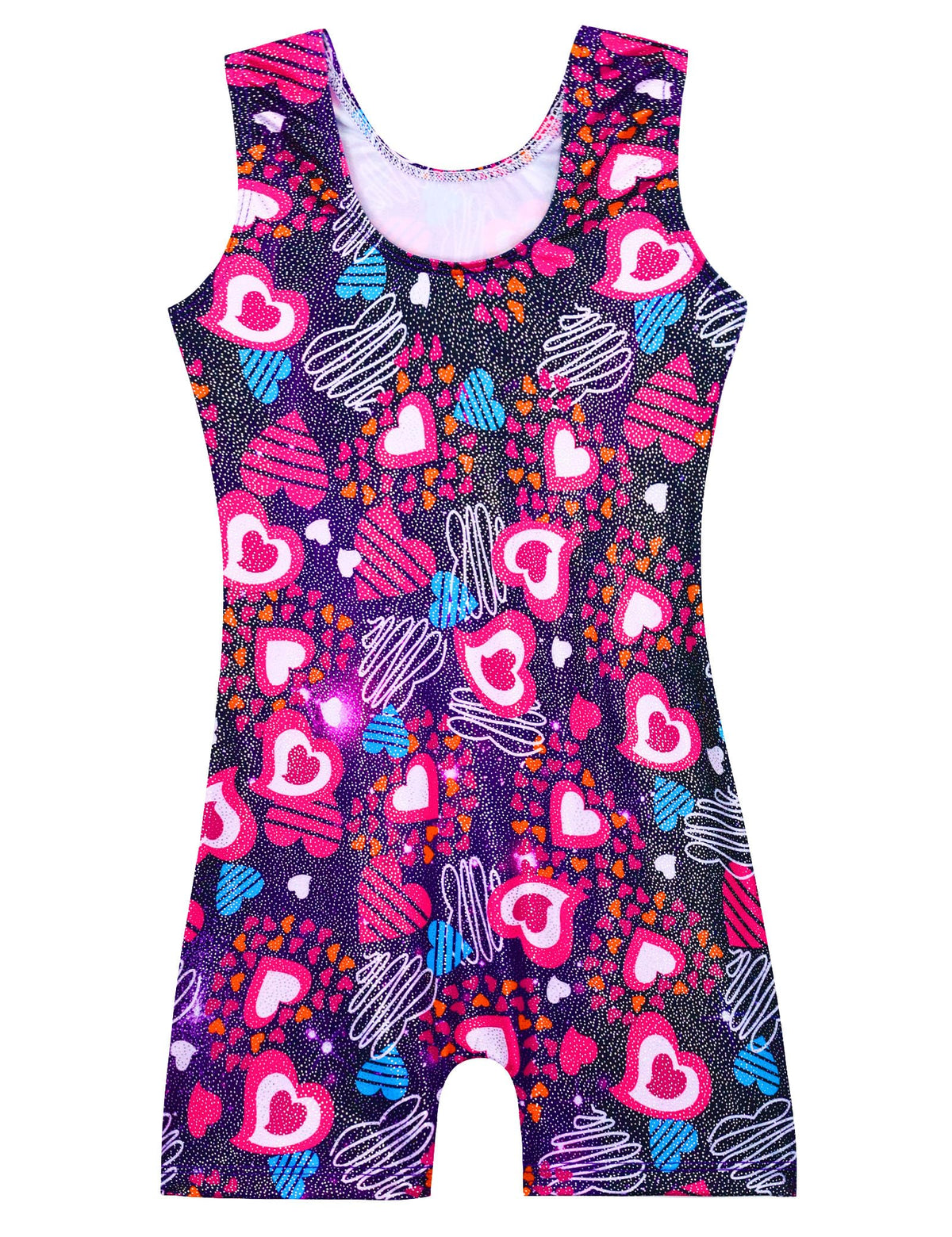Domusgo Girls Gymnastics Leotards Size 7-8 Years Sparkle Heart Love Biketard with Shorts Fitted Ballet Outfits