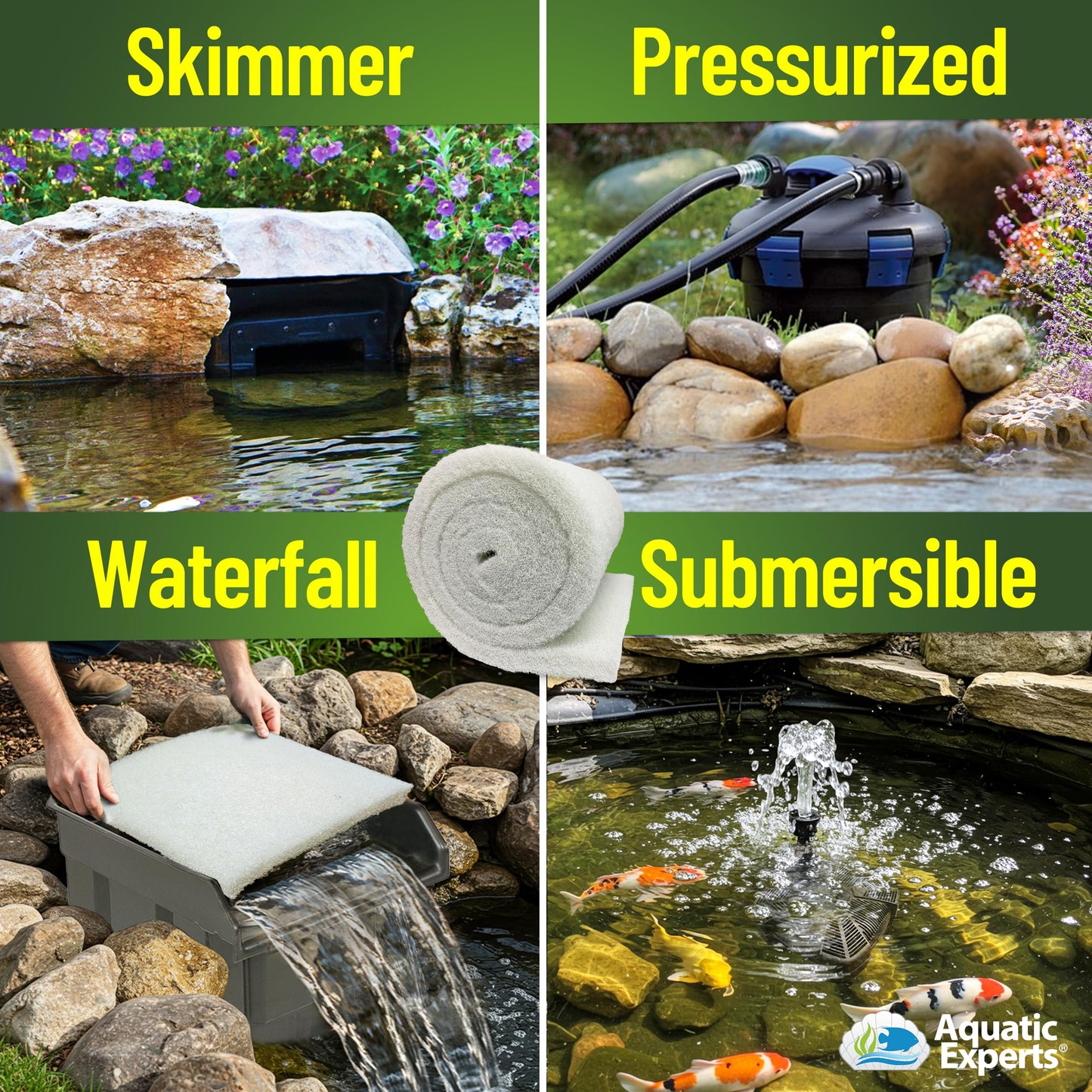 Classic Koi Pond Filter Pad FINE - White Bulk Roll Pond Filter Media, Ultra-Durable Pond Filters for Outdoor Ponds, Reusable Fish Pond Filter Material, USA (3/4" - 1" x 12" x 12 feet)