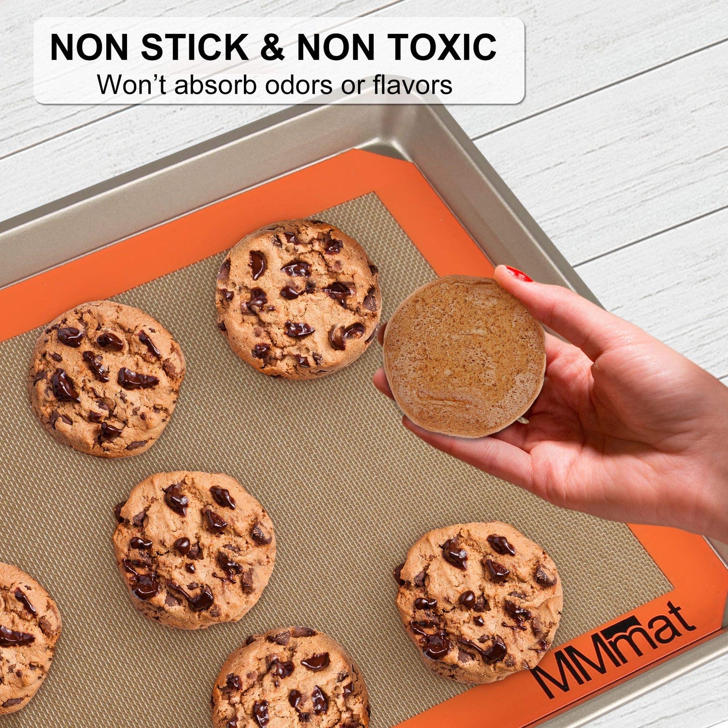 MMmat Silicone Baking Mat - Best German Silicone - Non Slip Silicone Baking Sheet, Non Stick Reusable Silicone Mats for Baking, Oven Liner, Counter Mat - Half Sheet Baking Mat, Set of 2