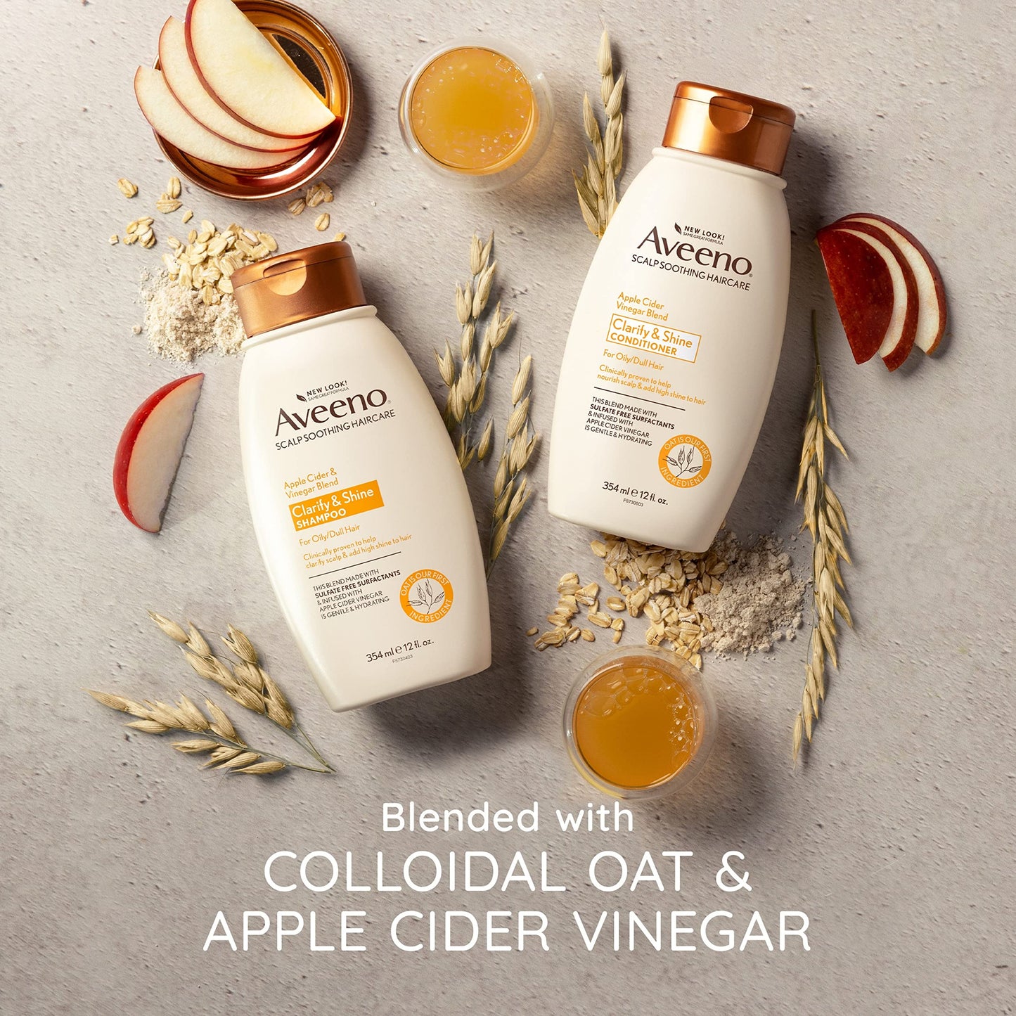 Aveeno Shampoo, 12 Fl Oz, Pack of 2 | Scalp Soothing | Apple Cider Vinegar Blend