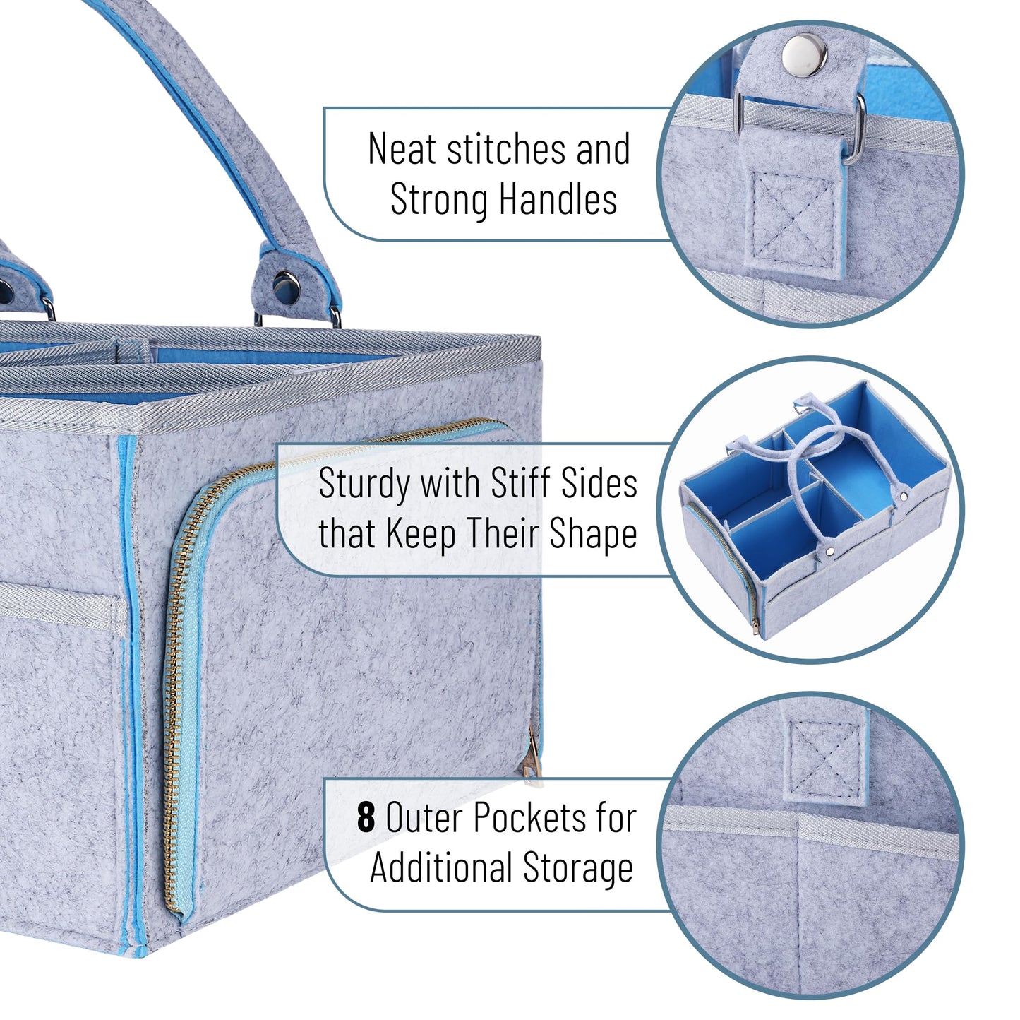 Mr. Pen- Baby Diaper Caddy Organizer, 2 Pack, Blue Inside, Large Baby Caddy Organizer with Handle, Collapsible & Portable