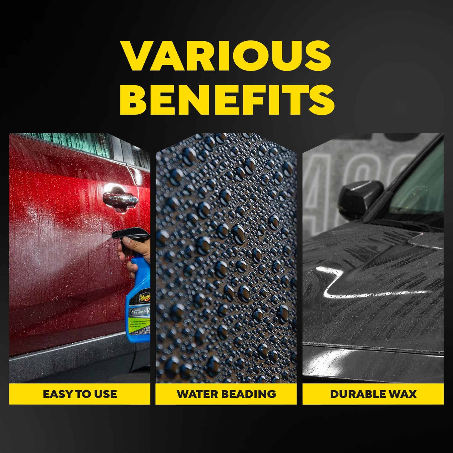 Meguiar's Hybrid Ceramic Wax, Easy-to-Use Spray Wax for Car Detailing with the Superior Protective Power of Advanced SiO2 Hybrid Barrier Technology, 26 Oz Spray Bottle