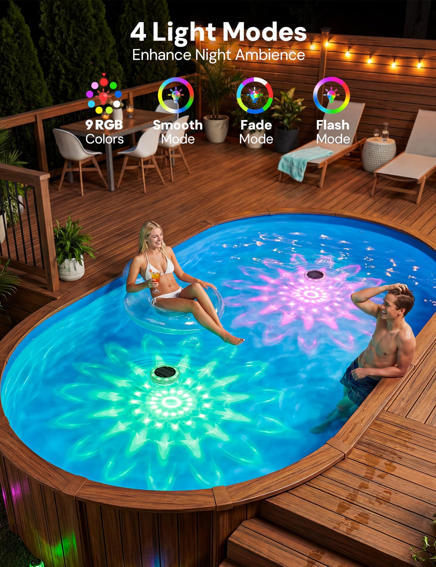 NIORSUN Floating Solar Pool Lights, 5.8 Inch IP68 Waterproof Pool Lights with Remote, 9 RGB Color LED Pool Solar Lights with Timer Auto On/Off, Pool Lights for Inground Above Ground Pools Hot Tub Spa