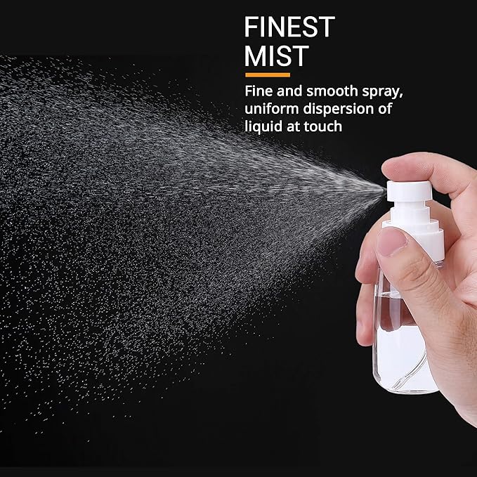 RELANOR Pack 2 Small Spray Bottle Travel Size 2oz/60ml - Fine Mist Mini Empty Spray Bottles - Leak Proof - for Toners, Face & Hair Mist