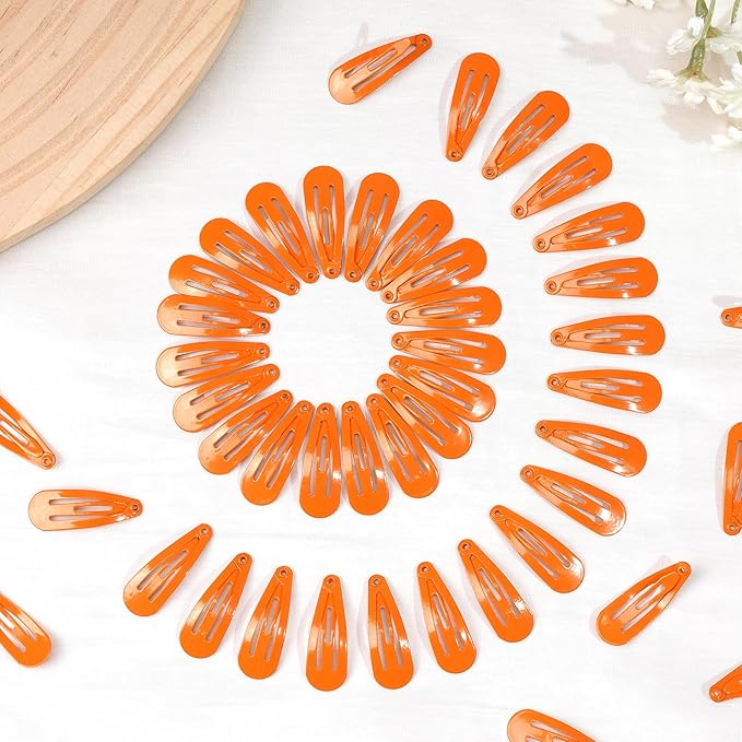 1Inch Snap Hair Clips, 60Pcs Small Clips for Little Girls, Baby Infant 3cm Hair Clips Barrettes for Toddlers Hair Accessories (Orange)