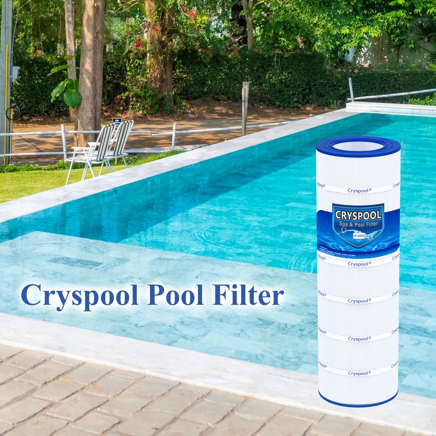Cryspool® 09032 Compatible with Clean & Clear 200, CC200, PAP200, R173217, C-9419, FC-0688, 59054400, Aladdin 29902, 200 Sq. Ft Pool Filter Cartridge, 1 Pack