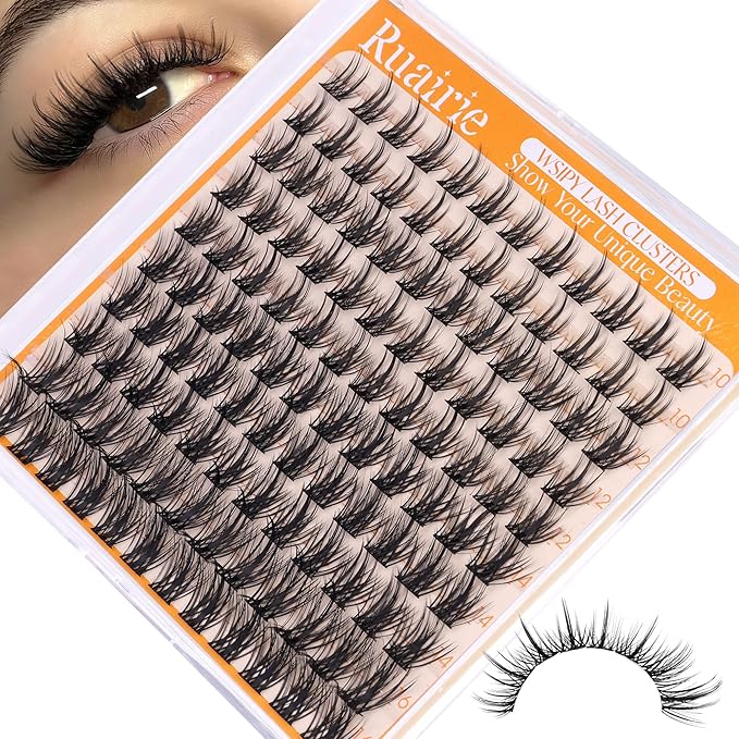 Lash Clusters Wispy Lashes Clusters Volume Manga Eyelash Clusters Natural Cluster Eyelashes Extensions DIY 10-16mm 120pcs Lash Extension C Curly False Lash Clusters with Thin Band by Ruairie