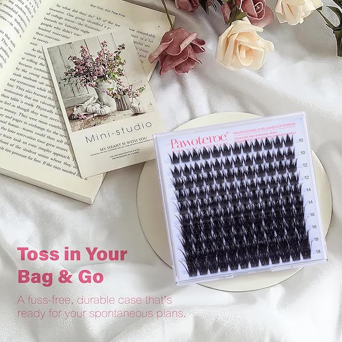 Pawotence Manga Lash Clusters 10-18mm Eyelash Clusters 120pcs Cluster Eyelash Extensions Anime Cluster Lashes Individual False Eyelashes for DIY Lash Extension at Home
