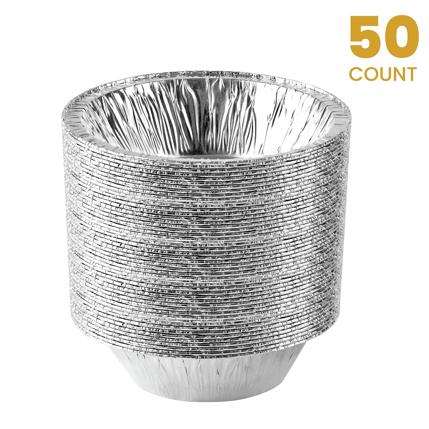 PLASTICPRO 6'' Inch Round Tin Foil Cake Pans Disposable Aluminum, Freezer & Oven Safe - For Baking, Cooking, Storage, Roasting, & Reheating, Pack of 50
