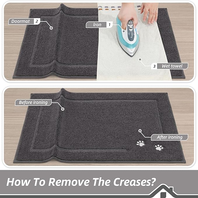 BEQHAUSE Dog Door Mat for Mud Paws Dirt Trapper Doormat Non-Slip Entryway Rugs Absorbent Welcome Mat Washable Indoor Floor Mat Low-Profile for Front Door, 32" x 48", Dark Grey