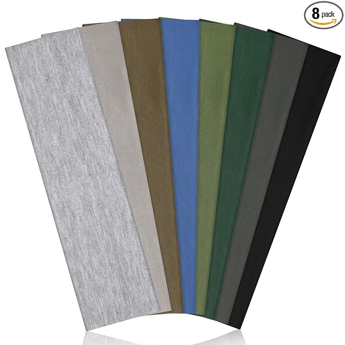 Ztomine Headbands for Women, 8pcs Stretchy Non Slip Soft Cotton Cloth Hair Bands for Sports, Workout, Yoga and Running