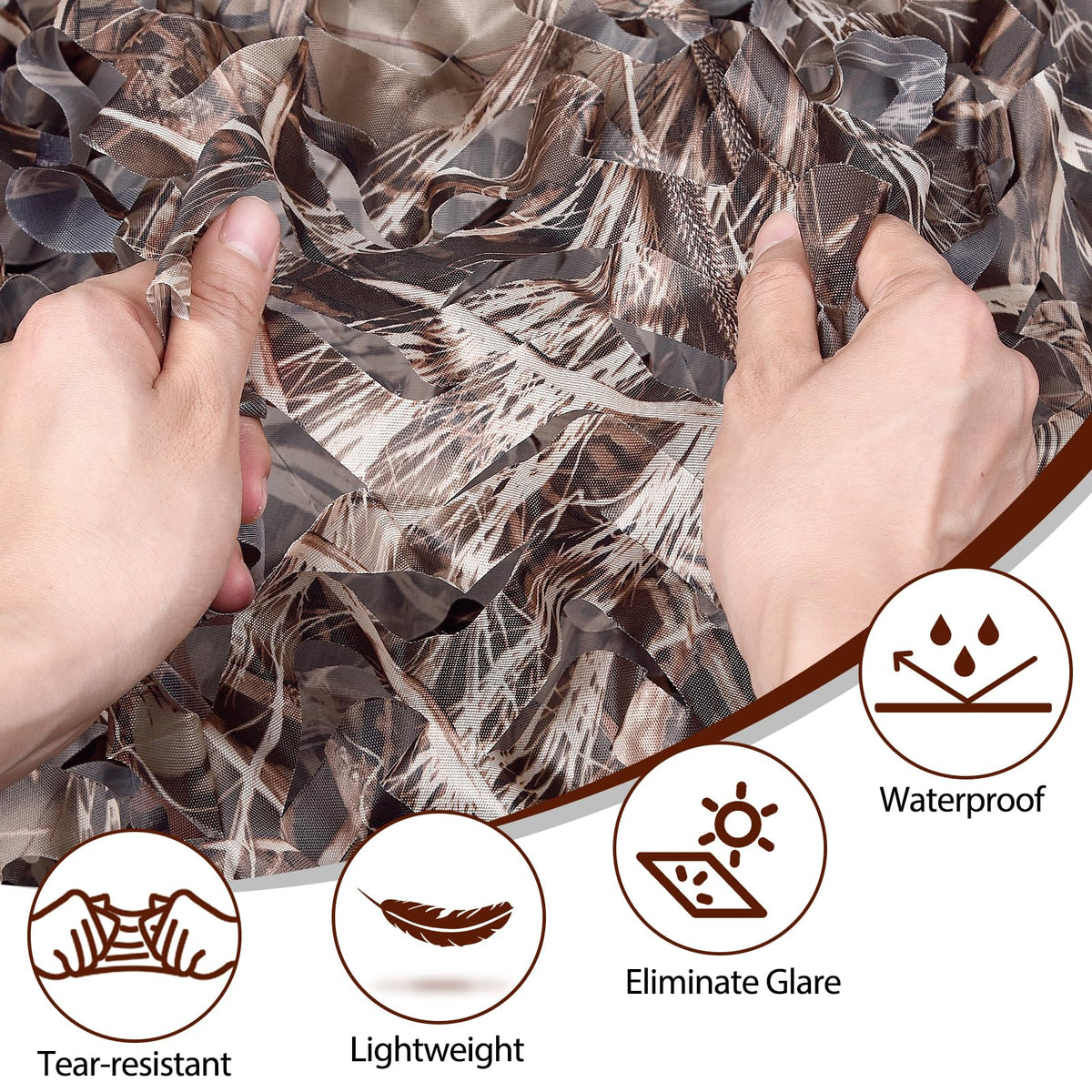 Yeacool Camo Tarp Burlap Camo Netting Camouflage Netting Bulk Roll for Hunting Blind Car Cover Dinosaur Party Decoration Birthday Theme Sunshade Bird Watching (Dry Grass, 4.9ftx19.7ft, 1.5m*6m)