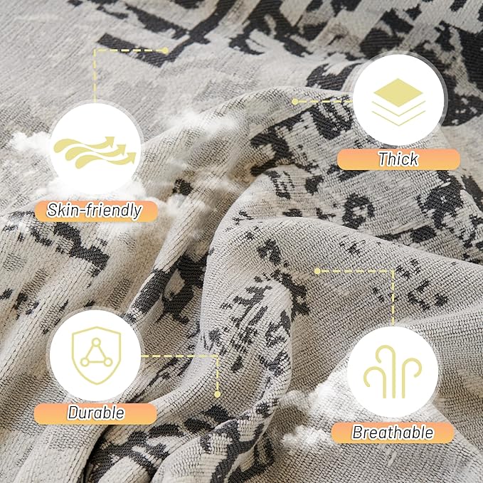 MYSKY HOME Boho Couch Cover Sofa Covers, Couch Covers for 2 Cushion Couch Sofa, Chenille L Shape Sectional Couch Cover- Pet-Friendly, Machine Washable, Sofa Protector for Kid, 71"x118", Dark Grey Maze