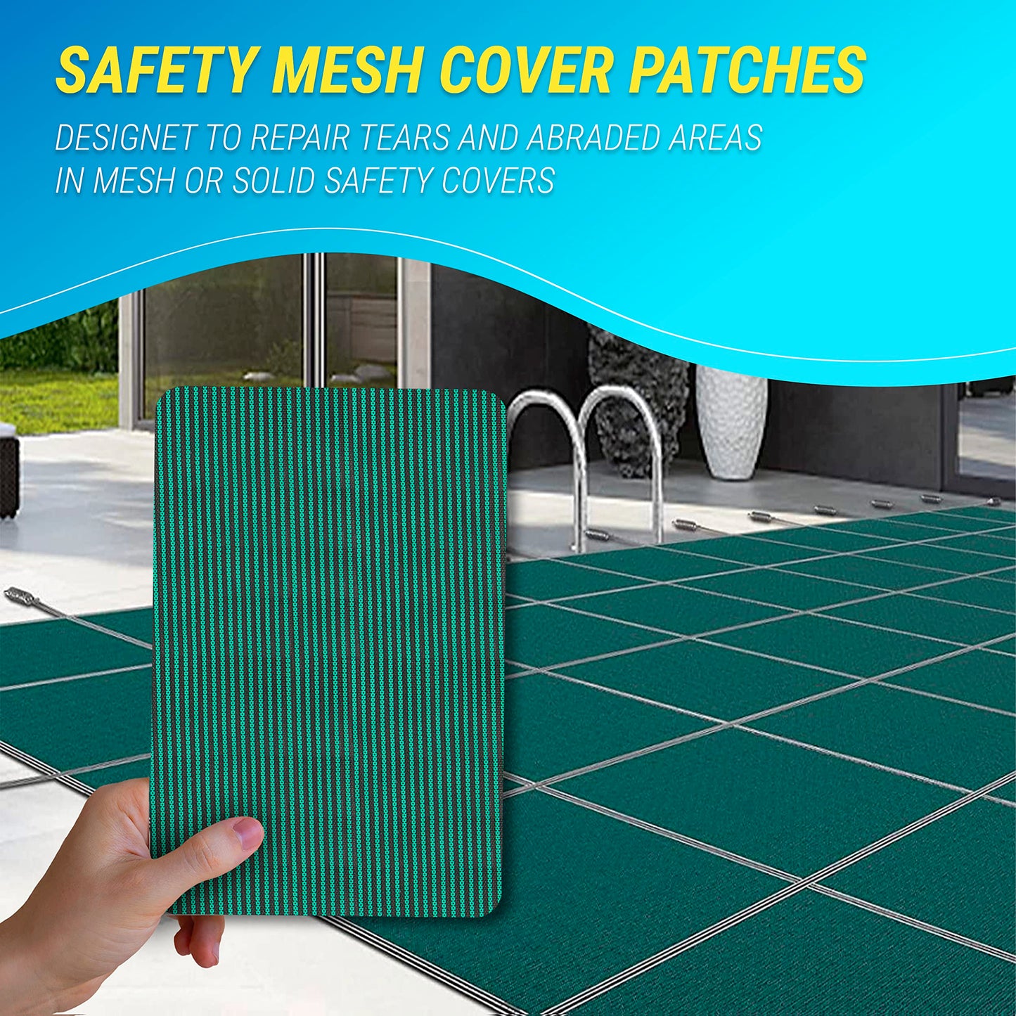 Pool Patch Repair Kit, Pool Cover Patch, 12x8 Self Adhesive Vinyl (PVH), Swimming Pool Patch Repair Kit, 6 Pack