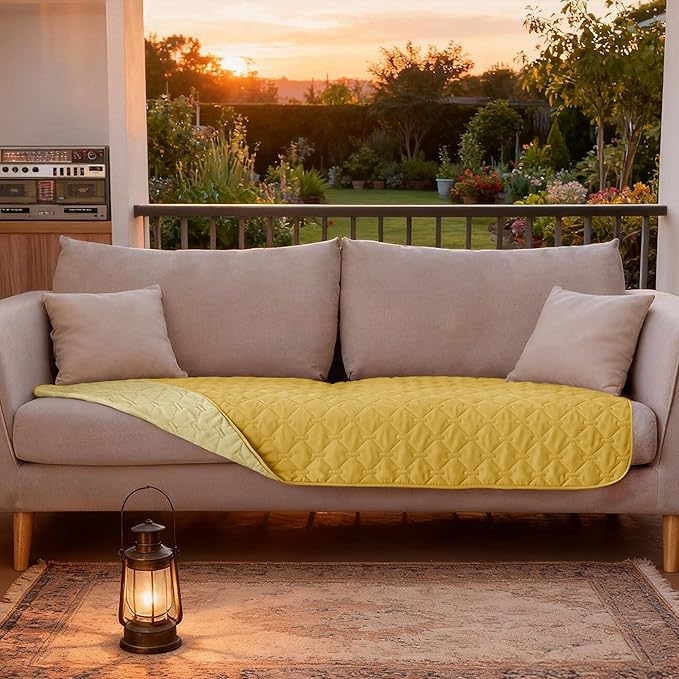 gogobunny 100% Double-Sided Waterproof Dog Bed Cover Pet Blanket Sofa Couch Furniture Protector for Puppy Large Dog Cat, Reversible (30x70 Inch (Pack of 1), Dark Yellow/Light Yellow)