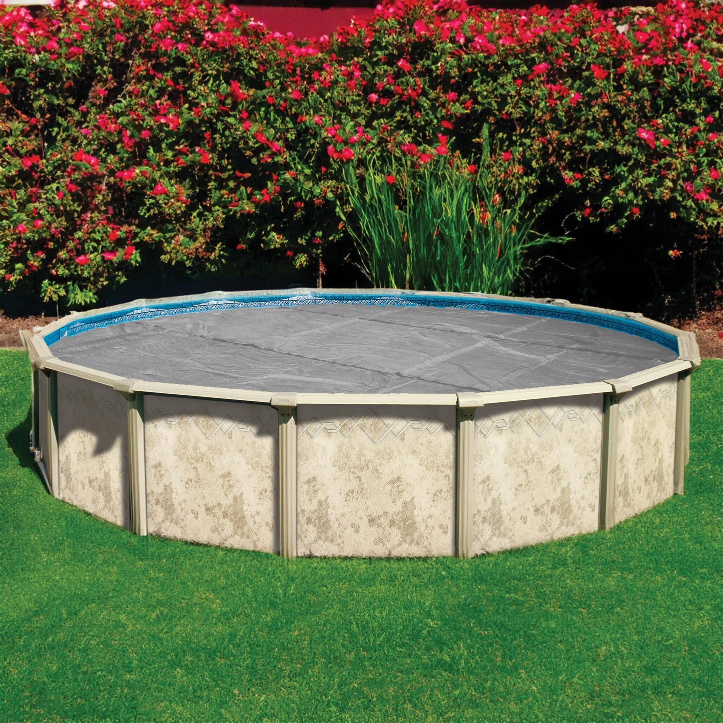 In The Swim 16' Standard Blue Round Solar Pool Cover 8 Mil for Solar Heating Above Ground Pools and Inground Pools