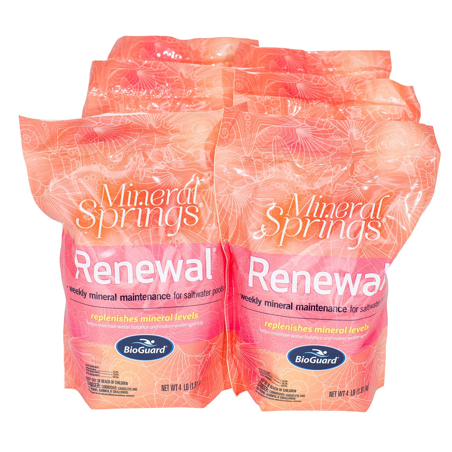BioGuard Mineral Springs Renewal, 4 lb, Pack of 6, Weekly Mineral Maintenance for Saltwater Pools, Maintains Water Balance and Enhances Clarity