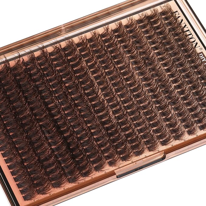 Brown Lash Clusters 320 Pcs Lash Extension Kit DIY Eyelash Extensions Kit Natural Look Cluster Lashes D 8-16 MM Mixed Lash Bond and Seal Lash Tweezers for Lash Clusters Kit DIY at Home