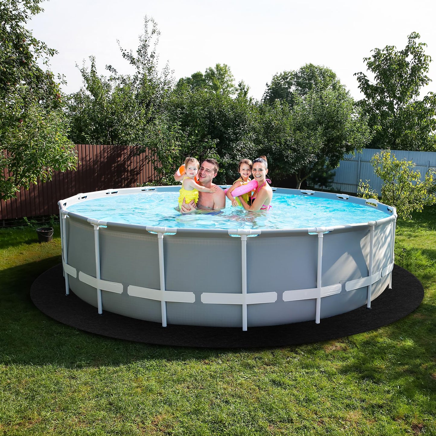 VINGLI 15 FT Pool Pad for Above Ground Pool, Upgraded Extra Thick Swimming Pool Liner Pad 15 FT Round, Prevent Punctures Weed Barrier, Under Pool Mat Pool Protection, Black
