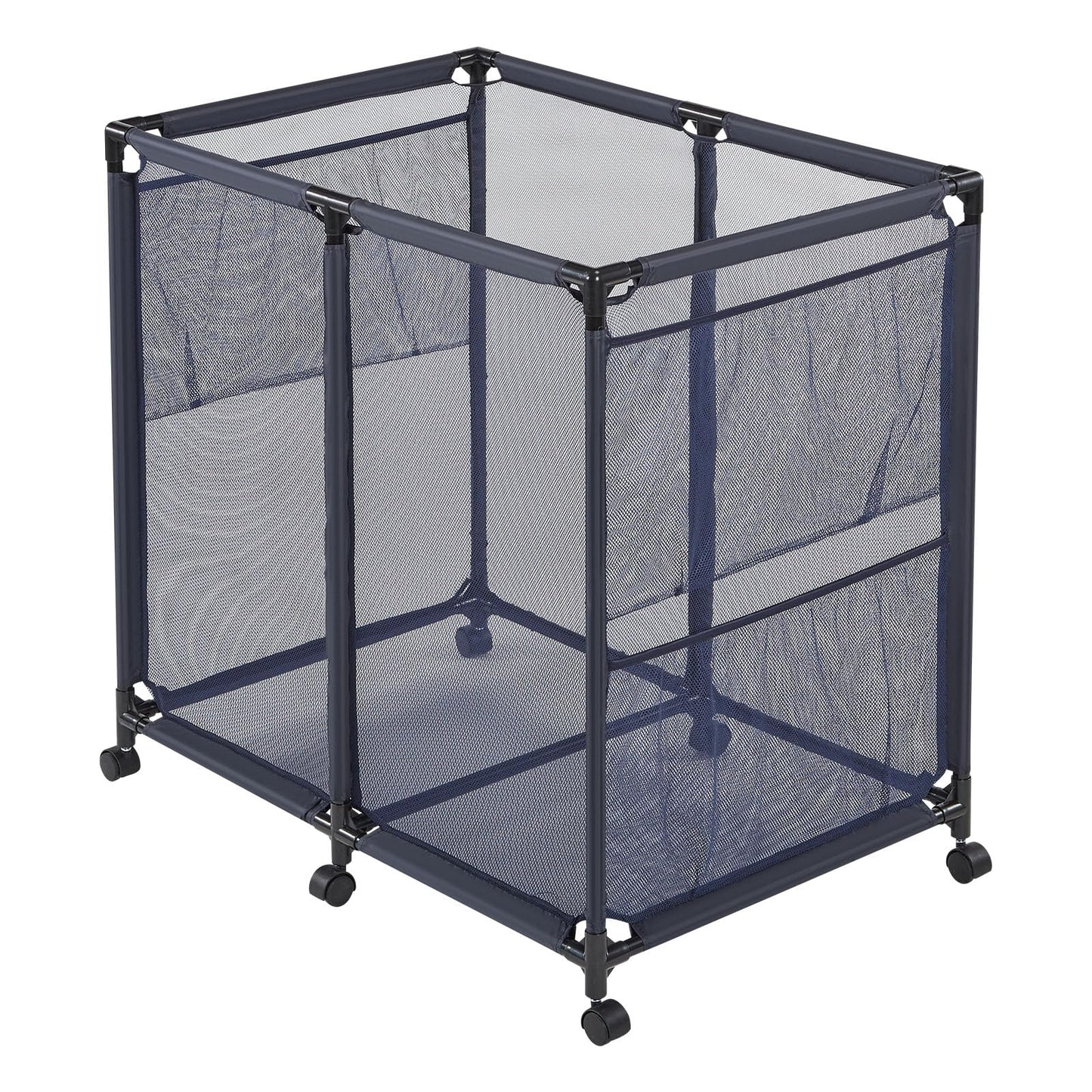 VEVOR Pool Storage Bin, 36.8 x 24 x 35.6 in, Rolling Pool Float Storage Organizer with Side Pockets & Casters, Heavy Duty Metal Frame, Poolside Toys Noodles Holder Mesh Basket for Swimming Pools
