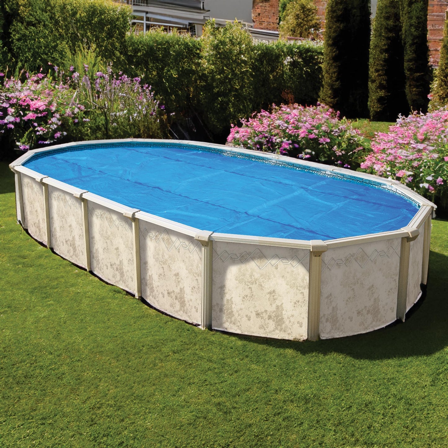 In The Swim 15' x 30' Premium Blue Oval Solar Pool Cover 12 Mil for Solar Heating Above Ground Pools and Inground Pools