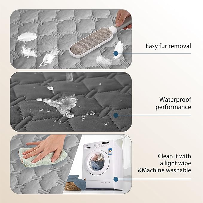 gogobunny 3X Stronger Waterproof Pet Blanket, Scratch Proof Furniture Protector for Dogs Cats, Reversible Cover 30x70 Inch, Dark Grey/Light Grey (Pack of 2)