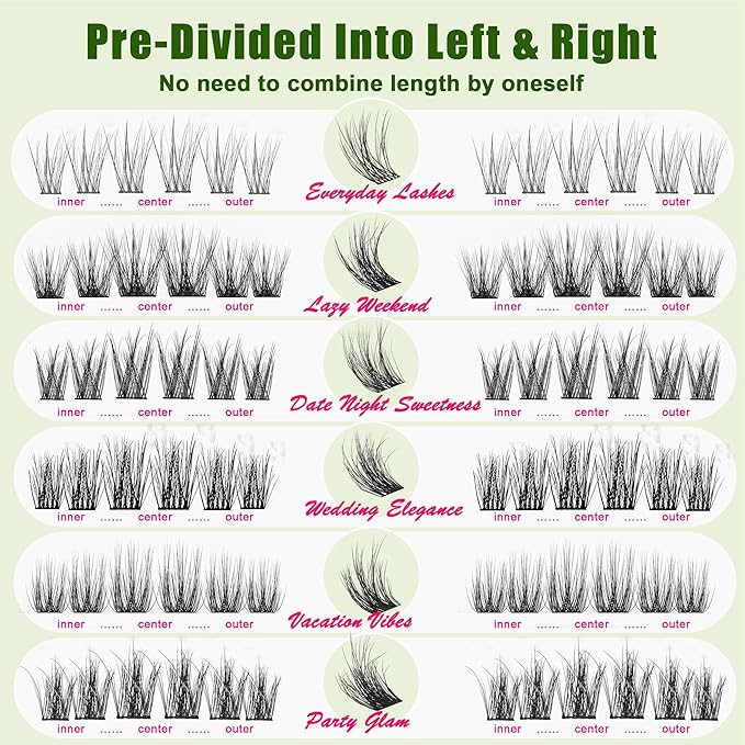 Lash Clusters Natural & Fluffy Lashes Lash Extension Biodegradable Eyelash Clusters Cruelty Free False Eyelashes 0.05mm DIY for Beginner
