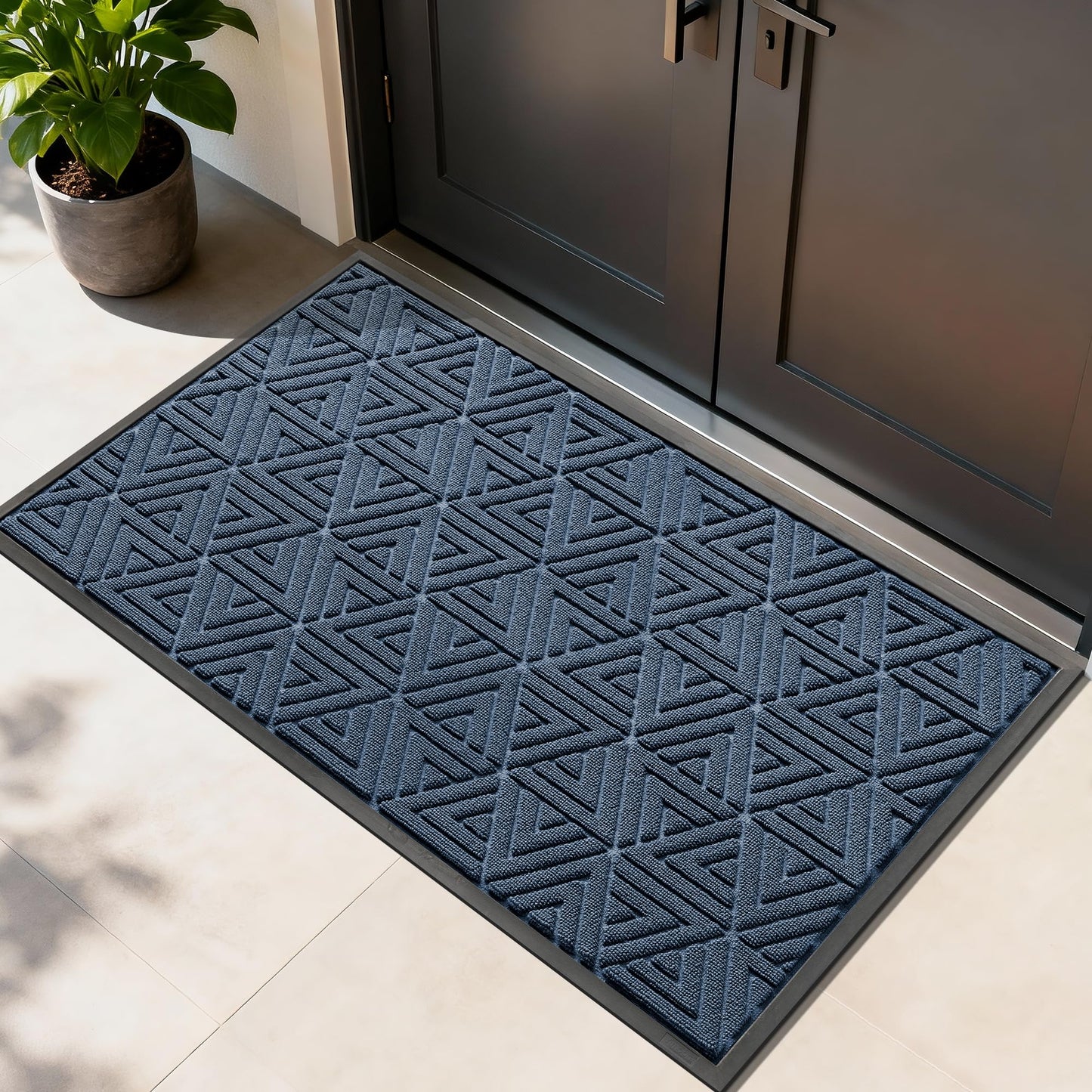 Yimobra Extra Large Door Mat 60x36, All-Weather Waterproof Non-Slip Welcome Matt Outdoor, Heavy Duty Non Slip Doormat for Entryway for Patio and Garage Indoor, Easy Clean, Blue
