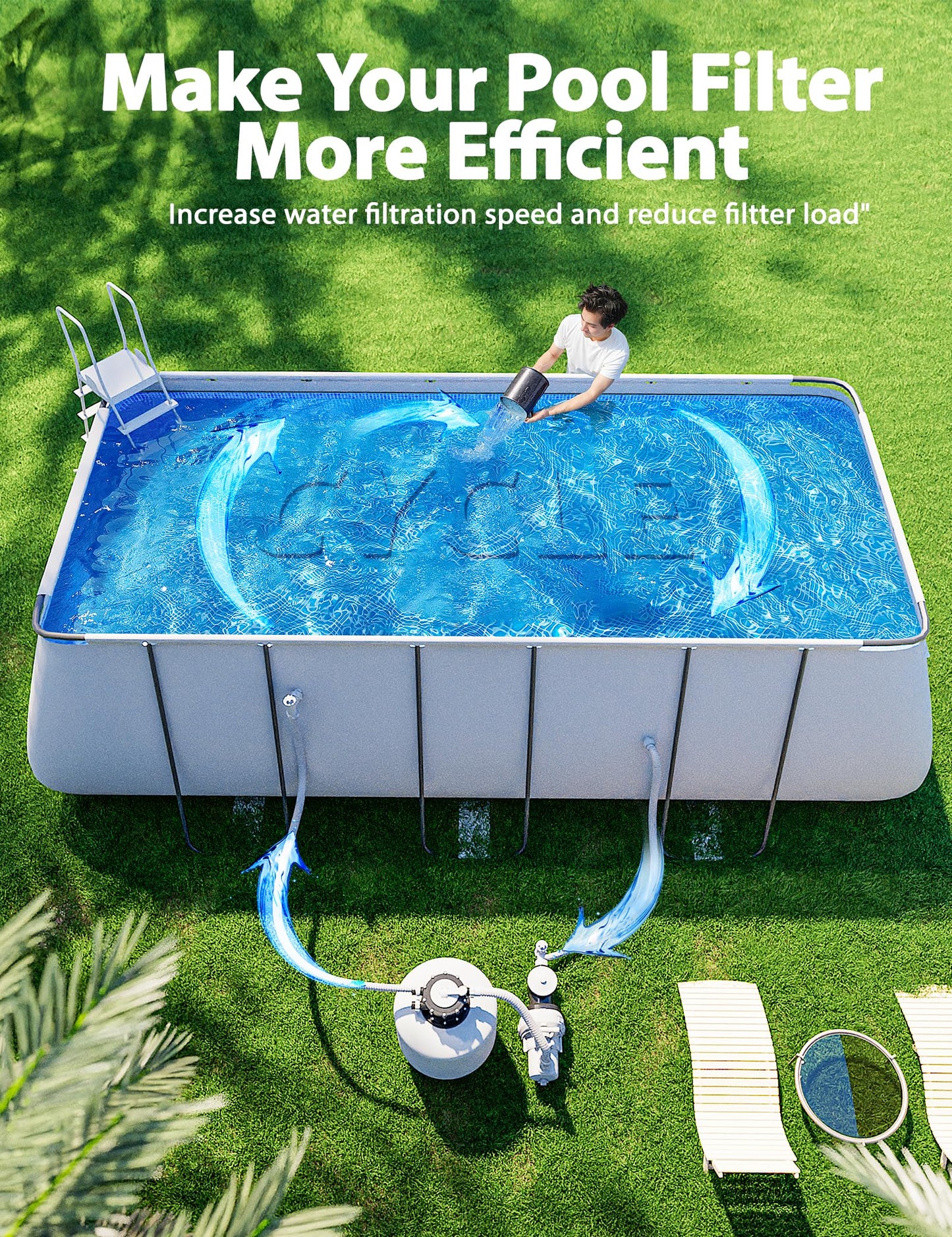 SUMMERBUDDY Pool Clarifier for Above Ground Pools and Inground Pool, Works with Any Pools, Clarifier for Swimming Pool