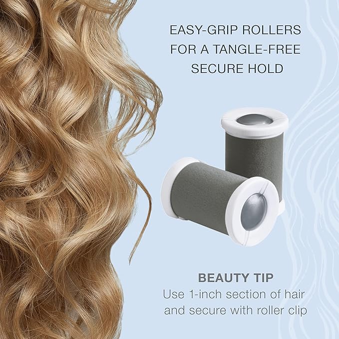 Conair Double Ceramic Hot Rollers for Long,Medium & Short Hair,5 Ceramic Flocked 1½-Inch Heated Hair Rollers with Clips,Hot Curlers for Women,Volume & Curls,Dual Voltage,Pink/White,(Pack of 6)
