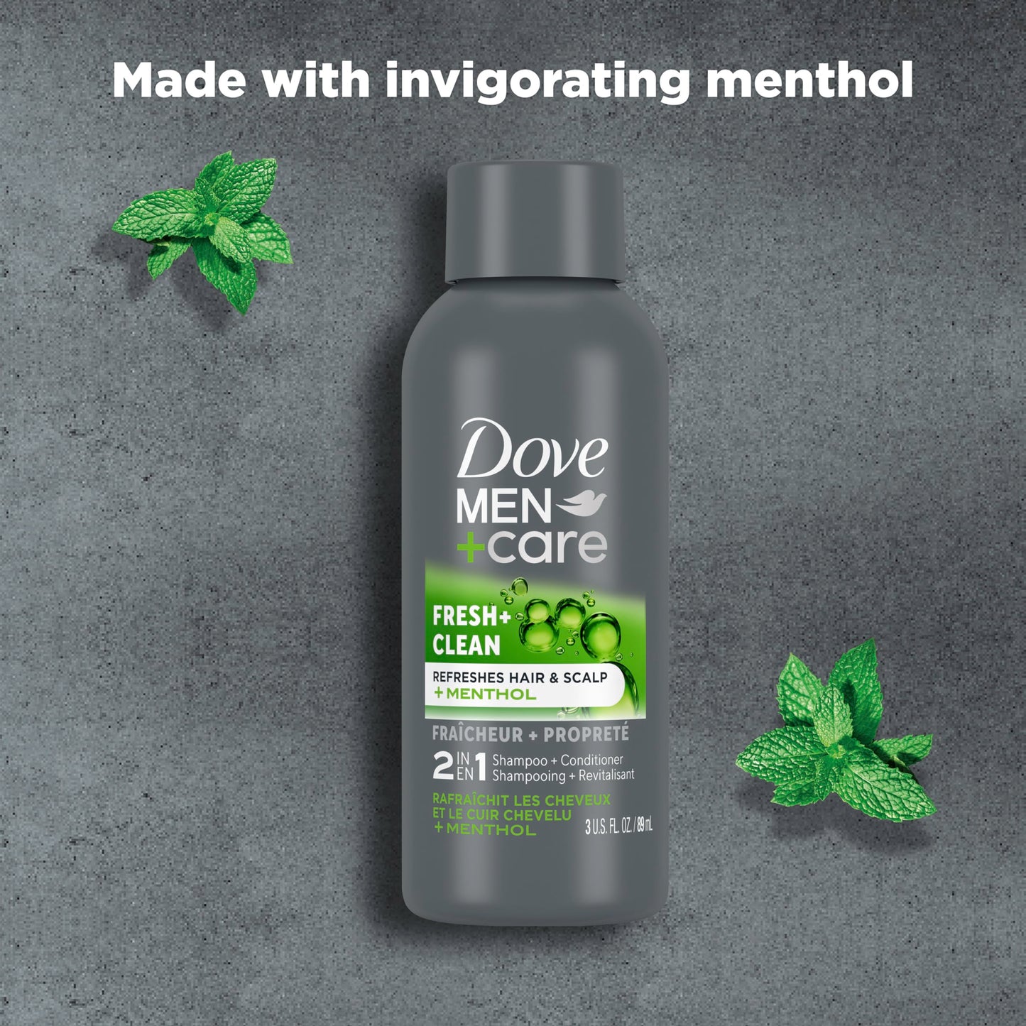 DOVE MEN + CARE Fortifying 2 in 1 Shampoo and Conditioner for Normal to Oily Hair Fresh and Clean with Caffeine Helps Strengthen Thinning Hair 3 oz (Pack of 12)