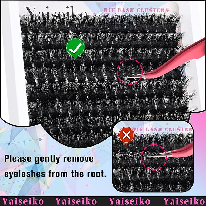 Eyelash Clusters 14-22mm Thick Volume Lash Clusters Eyelash Extensions 200D Individual Lashes Clusters 192pcs DIY D Curl Wispy Plant Fibers Lashes Clusters, by Yaiseiko