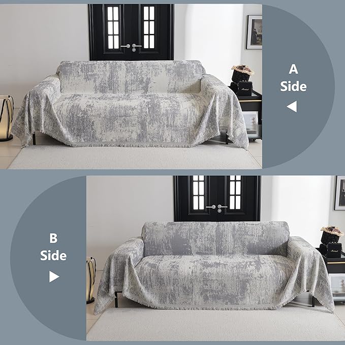 MYSKY HOME Couch Cover for Sectional Sofa Set - Washable Pet Couch Cover, 3 Cushion, Chenille, Multi-Use, 71" X134"