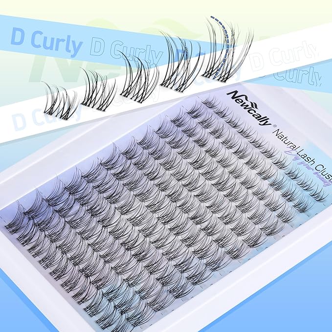 Lash Clusters Kit Natural Wispy DIY Eyelash Extension Kit 8-16MM Eyelash Clusters Kit D-curly Lash Extension Kit Thin Invisible Lash Band Individual Lashes Kit by Newcally