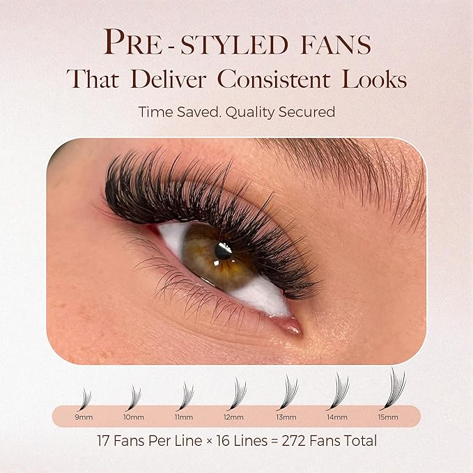 LASHVIEW Premade Volume Eyelash Extensions Mixed Tray Premade Lash Fans Pointed Handmade Thin Base (PFE01)