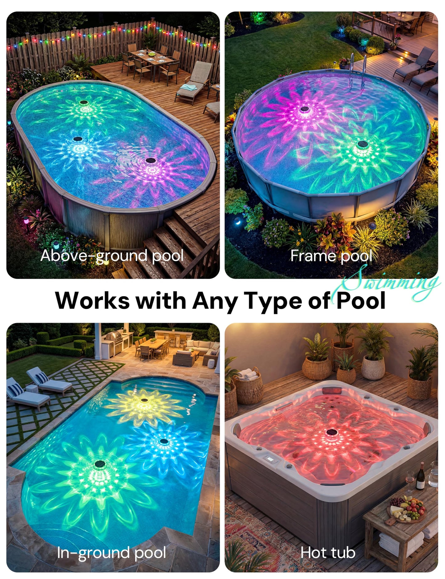 NIORSUN Floating Solar Pool Lights, 5.8 Inch IP68 Waterproof Pool Lights with Remote, 9 RGB Color LED Pool Solar Lights with Timer Auto On/Off, Pool Lights for Inground Above Ground Pools Hot Tub Spa