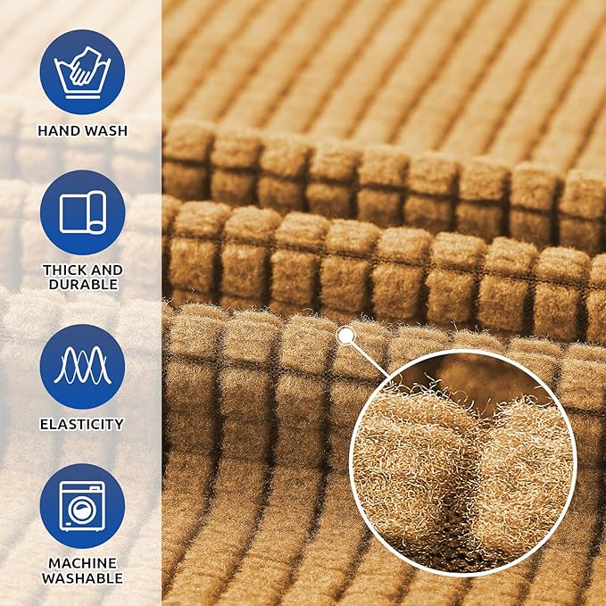 KEKUOU Stretch Oversized Sofa Slipcover 1 Piece Couch Sofa Cover (94"-110") Furniture Protector 4 Seater Sofa with Elastic Bottom for Kids,Pet.Jacquard Checked Pattern Fabric(X Large,Golden)
