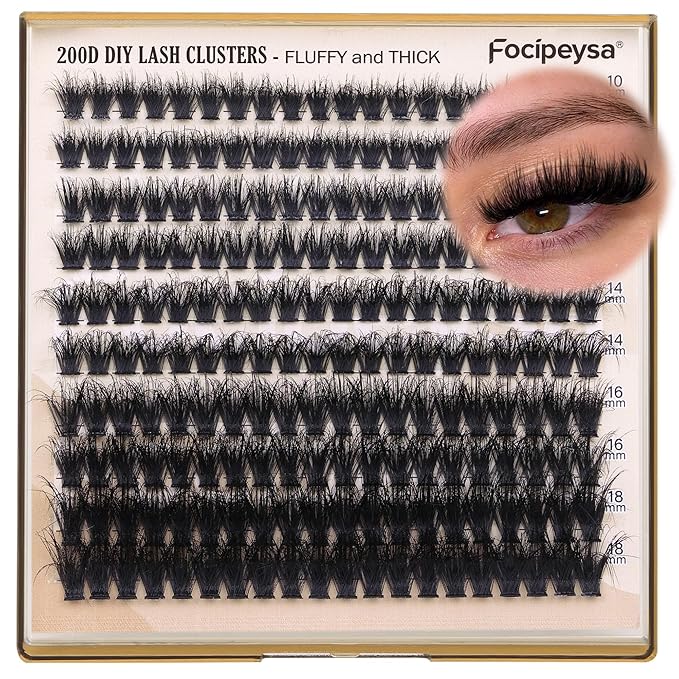 Full Volume Eyelash Clusters DIY Lash Extension 10-18MIX D-Curly Lash Clusters 200D Wispy Individual Lashes Extensions Clusters Eyelashes DIY Lash for Beginners by Focipeysa