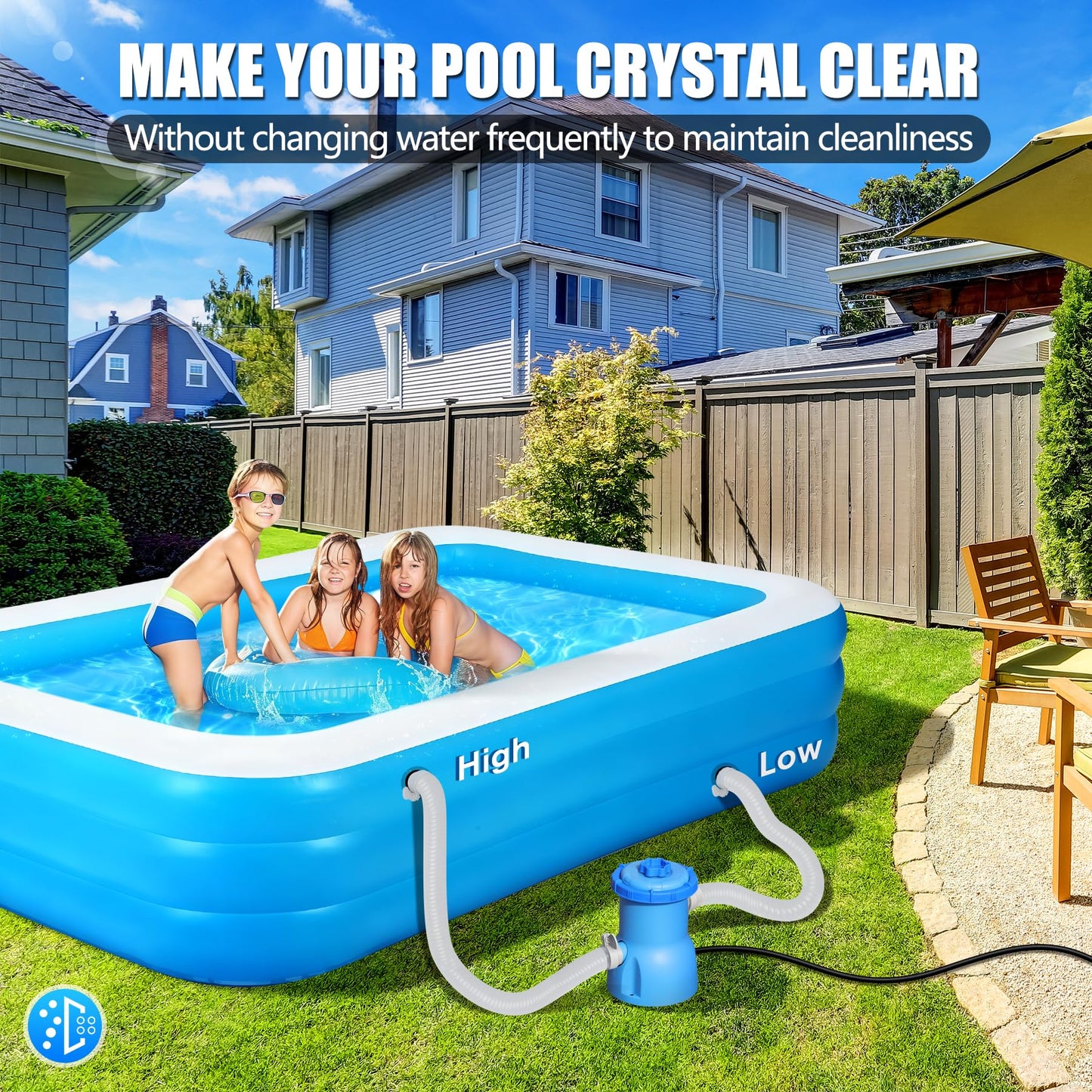 BluClear 300 GPH Pool Filter Pump for Small Above Ground Pools, ETL Certified Pool Cartridge Filter Pump System with GFCI, Safety & Reliable Water Circulation Pumps - Rapidly Capture Debris in Water