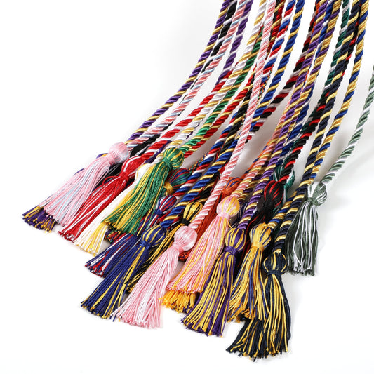 D DODOU 10 Pieces Graduation Cords Polyester Graduation Honor Braided Cords with Sewing Tassels for Bachelor, Master, Doctor 68" Long (Black White)
